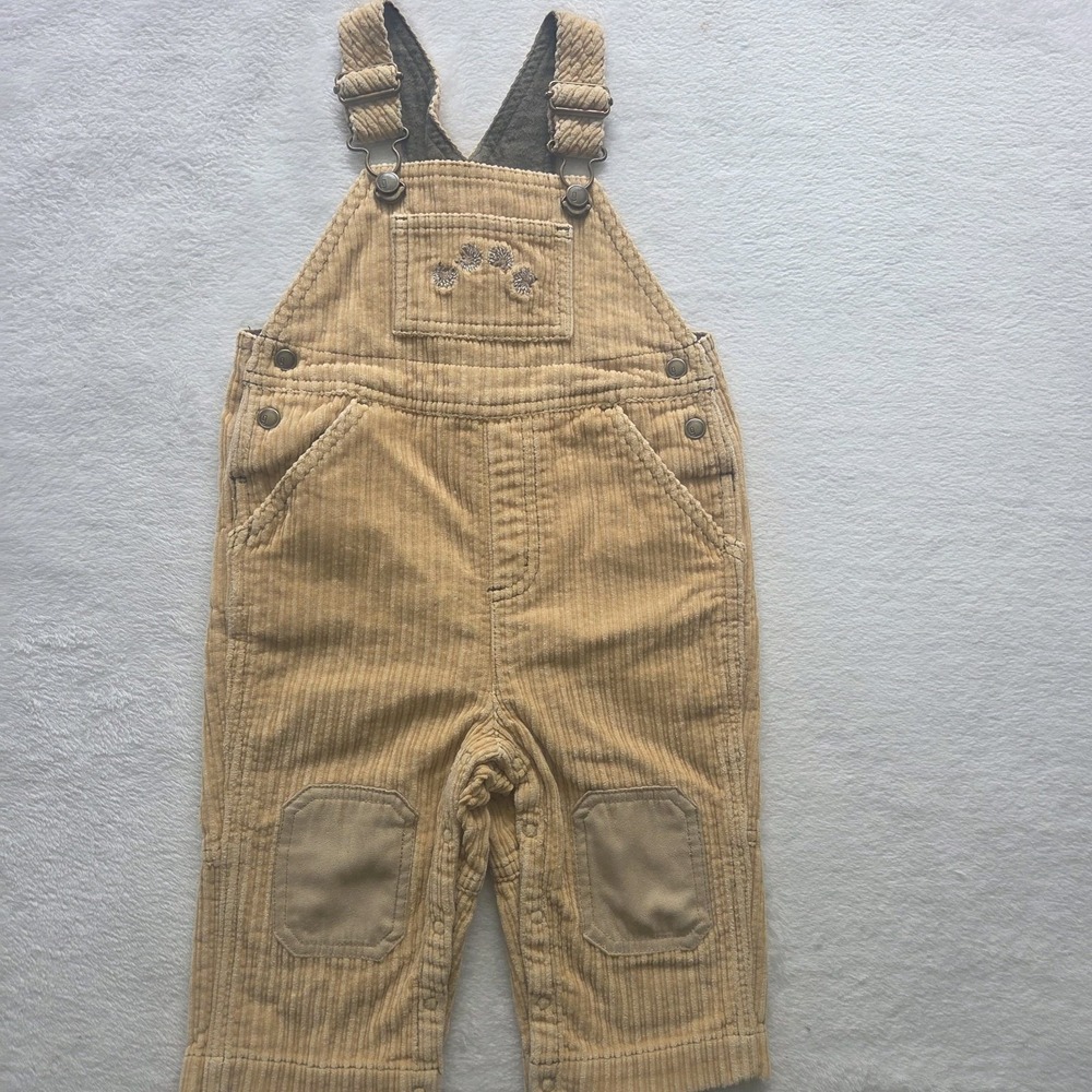 Vintage Gymboree Hedgehog 2003 Corduroy Tan Patch Y2K Overalls‎ 9-12 Months